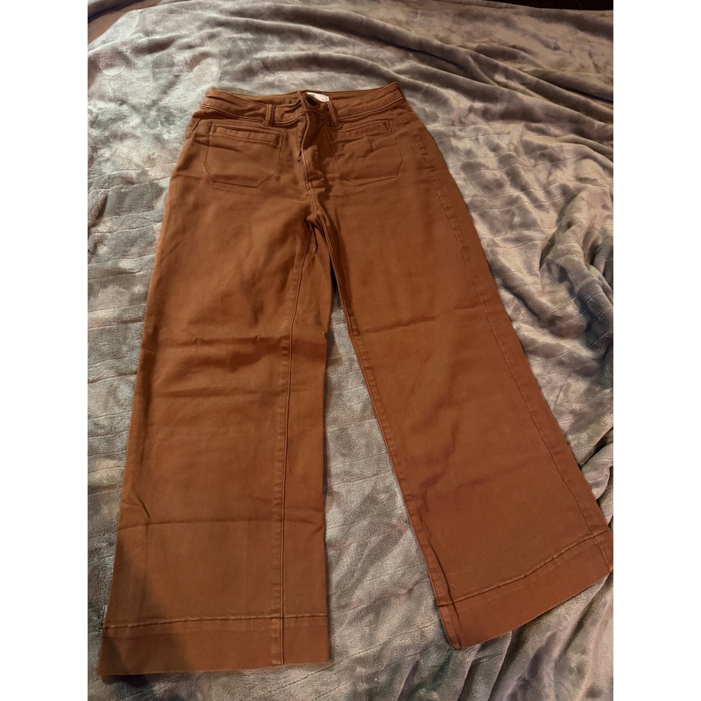 Sonoma Goods For Life Womens Brown Wide Leg Utility Patch Pocket Pants Size 4